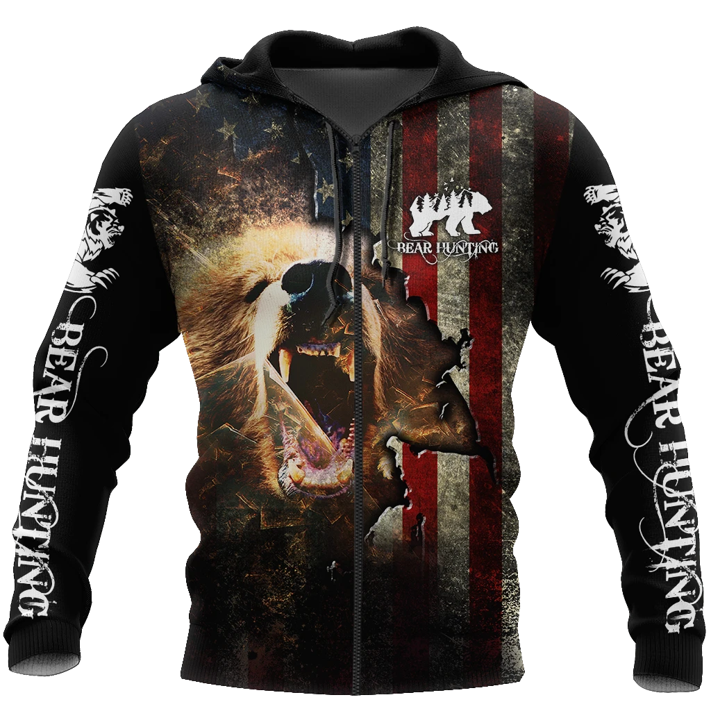 Awesome Hoodie 3D All Over Print Bear Hunter - Hoodie, T-Shirt, Zip Hoodies, Sweatshirt ND611