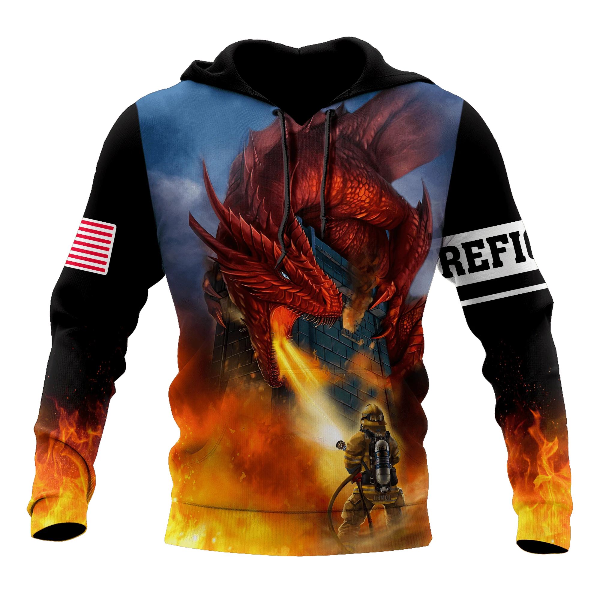 Awesome Hoodie 3D All Over Print Firefighter Vs Dragon - Hoodie, T-Shirt, Zip Hoodies, Sweatshirt ND632