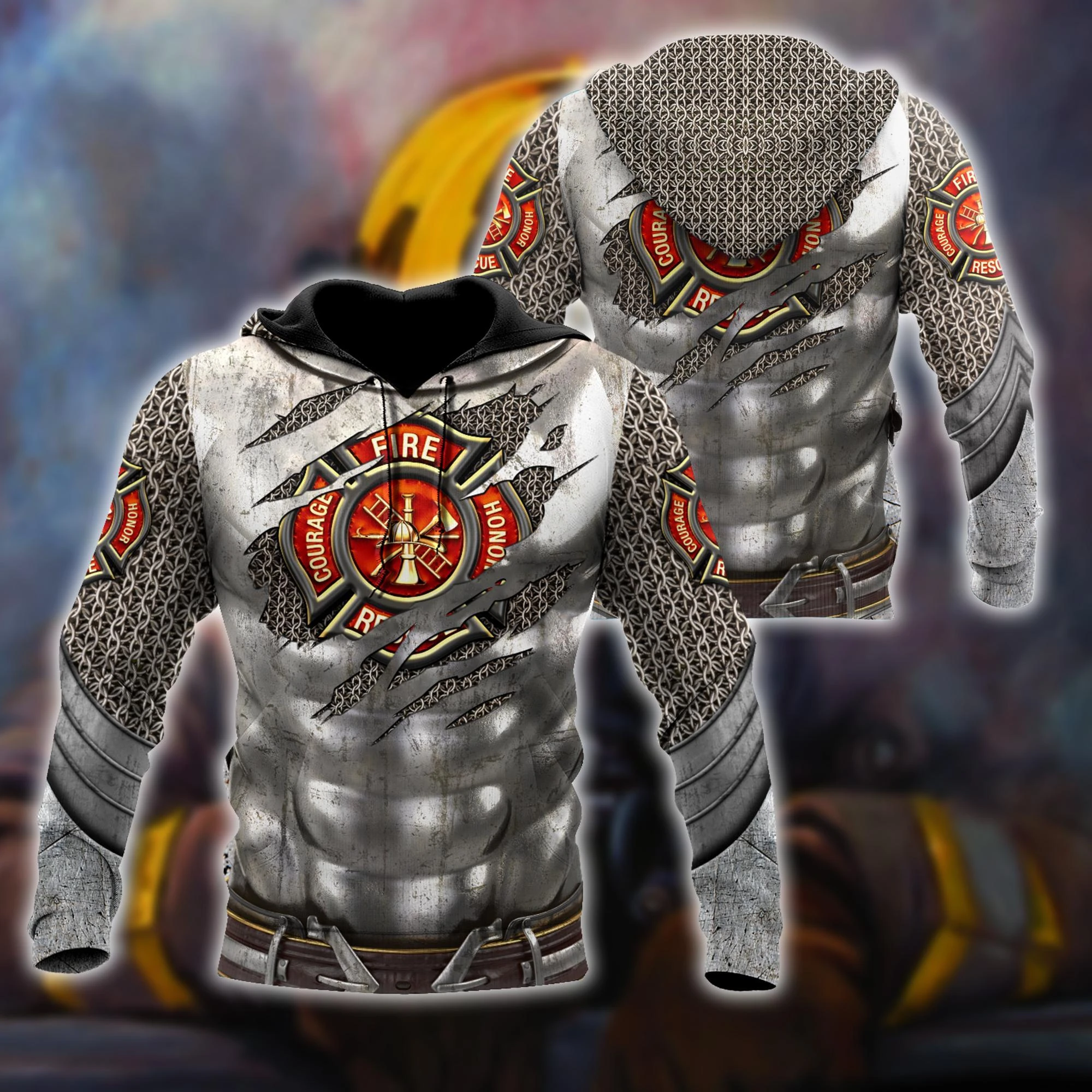 Awesome Hoodie 3D All Over Print Armor Firefighter - Hoodie, T-Shirt, Zip Hoodies, Sweatshirt ND640