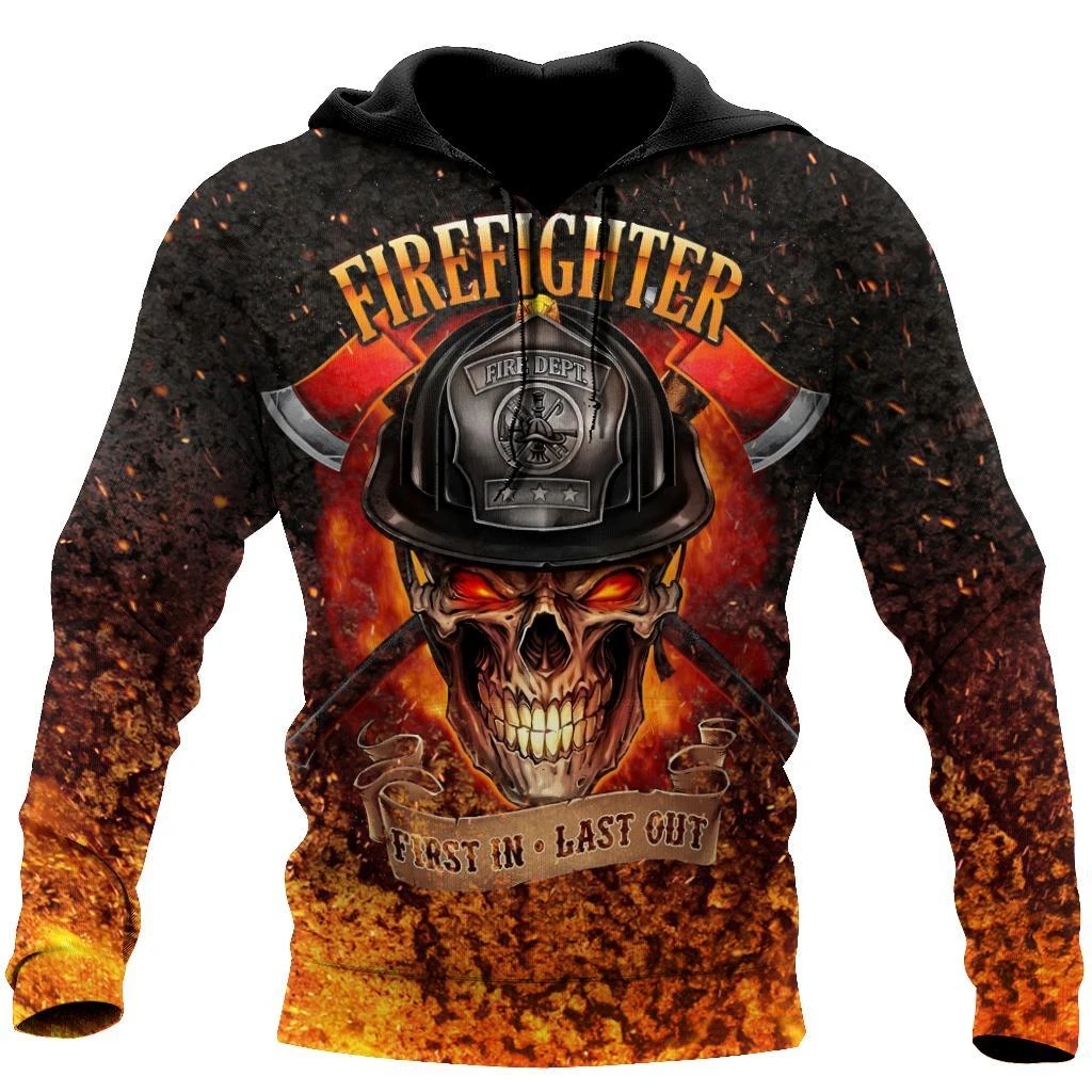 Awesome Hoodie 3D All Over Print Skull Firefighter - Hoodie, T-Shirt, Zip Hoodies, Sweatshirt ND649