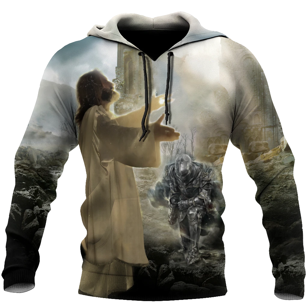 Awesome Hoodie 3D All Over Print Jesus and Knight Templar - Hoodie, T-Shirt, Zip Hoodies, Sweatshirt ND692