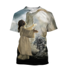Awesome Hoodie 3D All Over Print Jesus and Knight Templar - Hoodie, T-Shirt, Zip Hoodies, Sweatshirt ND692