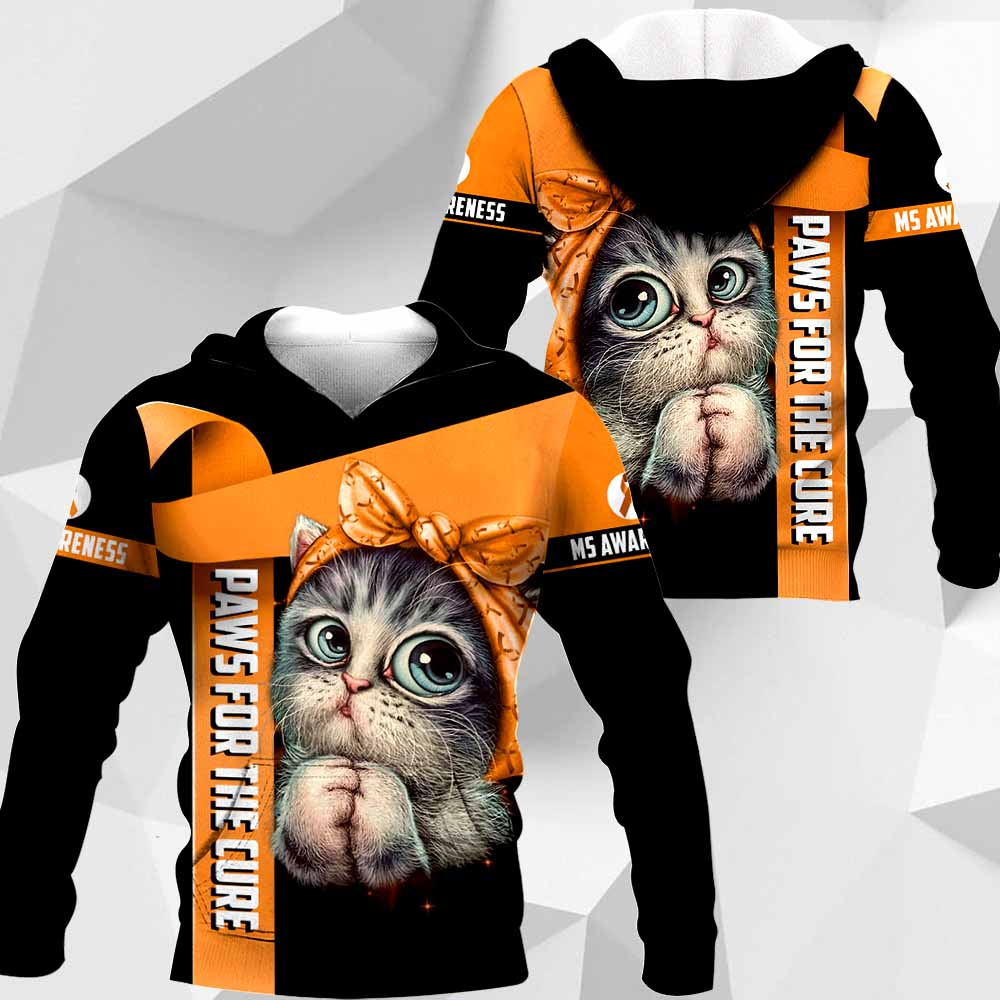 Awesome Hoodie 3D All Over Print Paws For The Cure - Hoodie, T-Shirt, Zip Hoodies, Sweatshirt ND708