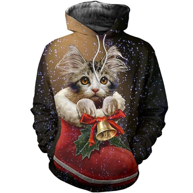 Awesome Hoodie 3D All Over Print Cat Chrismas - Hoodie, T-Shirt, Zip Hoodies, Sweatshirt ND713