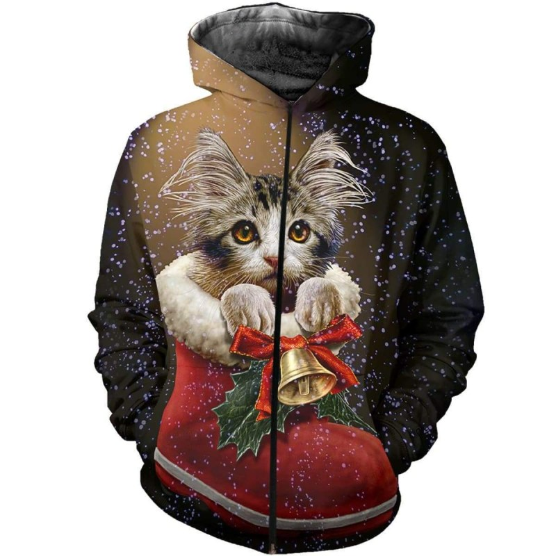 Awesome Hoodie 3D All Over Print Cat Chrismas - Hoodie, T-Shirt, Zip Hoodies, Sweatshirt ND713