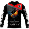 Awesome Hoodie 3D All Over Print Love Rooster - Hoodie, T-Shirt, Zip Hoodies, Sweatshirt ND802