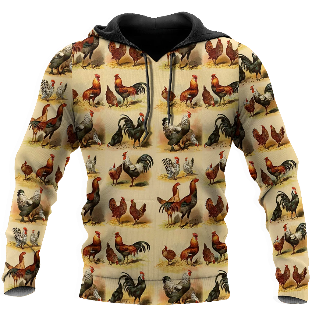 Awesome Hoodie 3D All Over Print Love Rooster - Hoodie, T-Shirt, Zip Hoodies, Sweatshirt ND806