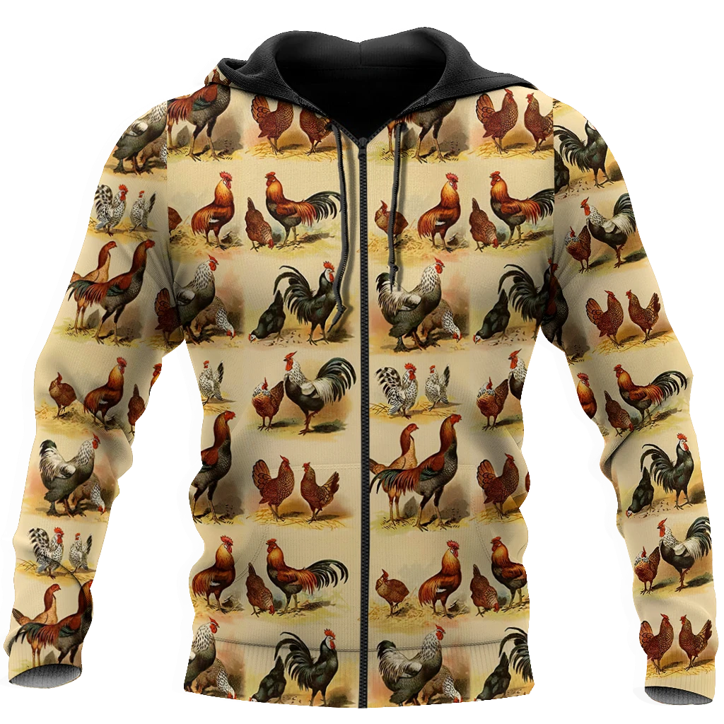 Awesome Hoodie 3D All Over Print Love Rooster - Hoodie, T-Shirt, Zip Hoodies, Sweatshirt ND806