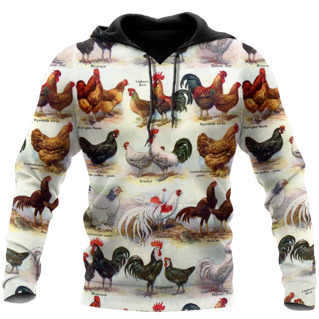 Awesome Hoodie 3D All Over Print Love Rooster - Hoodie, T-Shirt, Zip Hoodies, Sweatshirt ND807