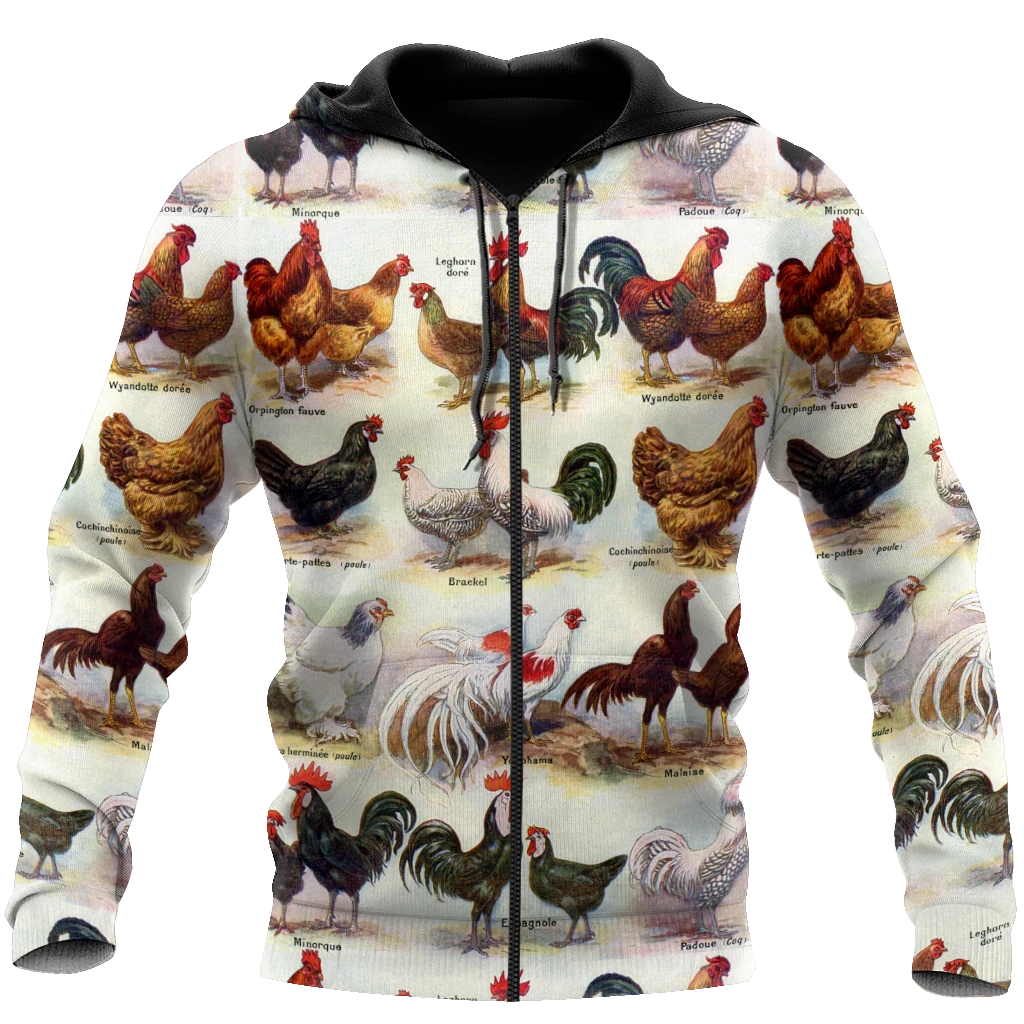 Awesome Hoodie 3D All Over Print Love Rooster - Hoodie, T-Shirt, Zip Hoodies, Sweatshirt ND807