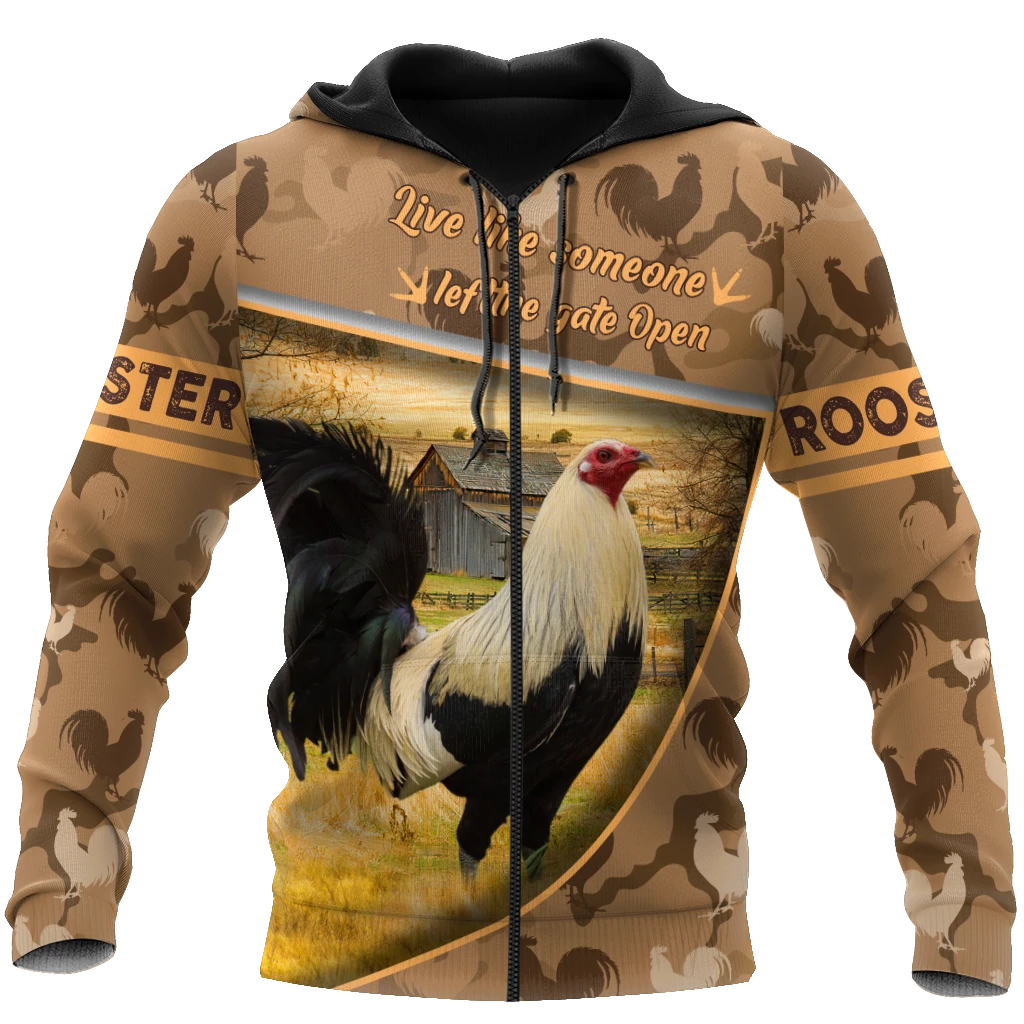 Awesome Hoodie 3D All Over Print Love Rooster - Hoodie, T-Shirt, Zip Hoodies, Sweatshirt ND812