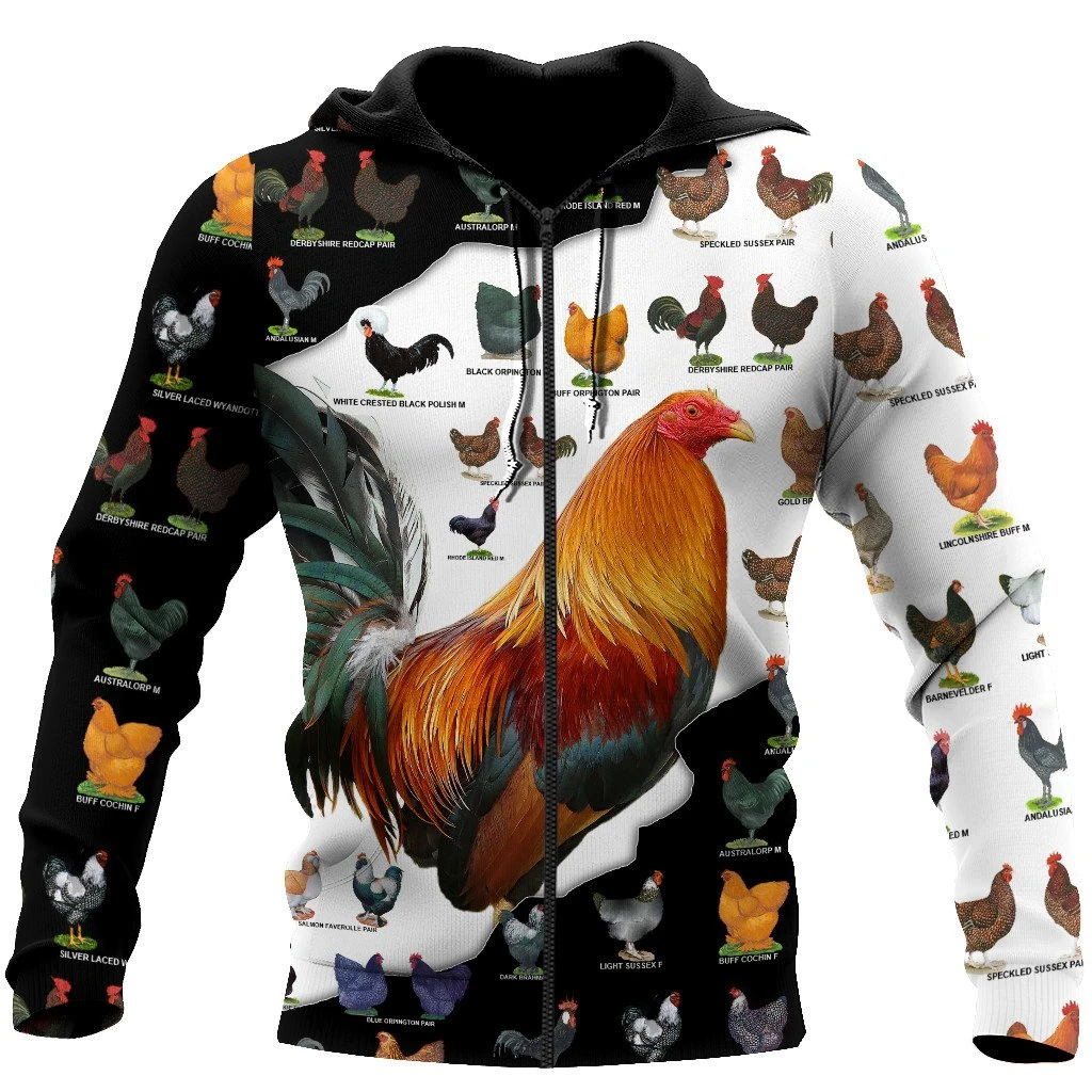 Awesome Hoodie 3D All Over Print Love Rooster - Hoodie, T-Shirt, Zip Hoodies, Sweatshirt ND818