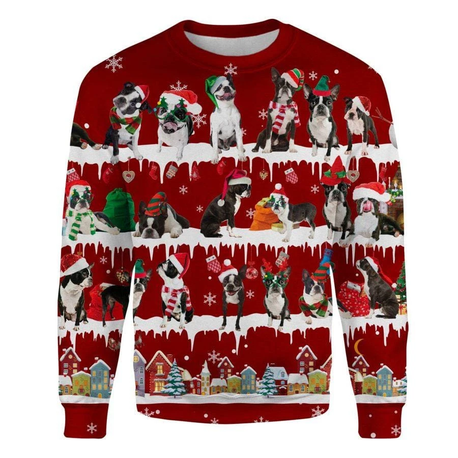 Awesome Hoodie - Boston Terrier Sweater Christmas - 3D All Over Printed Clothes For Women and Men ND834