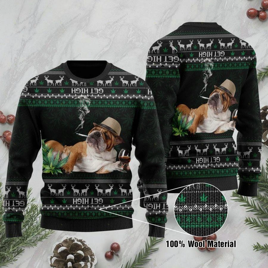 Awesome Hoodie - BullDog Get High Sweater Christmas - 3D All Over Printed Clothes For Women and Men ND856