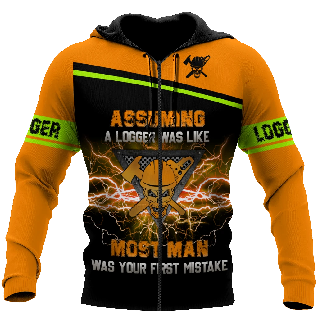 Awesome Hoodie 3D All Over Print Logger Skull Chainsaw - Hoodie, T-Shirt, Zip Hoodies, Sweatshirt ND874