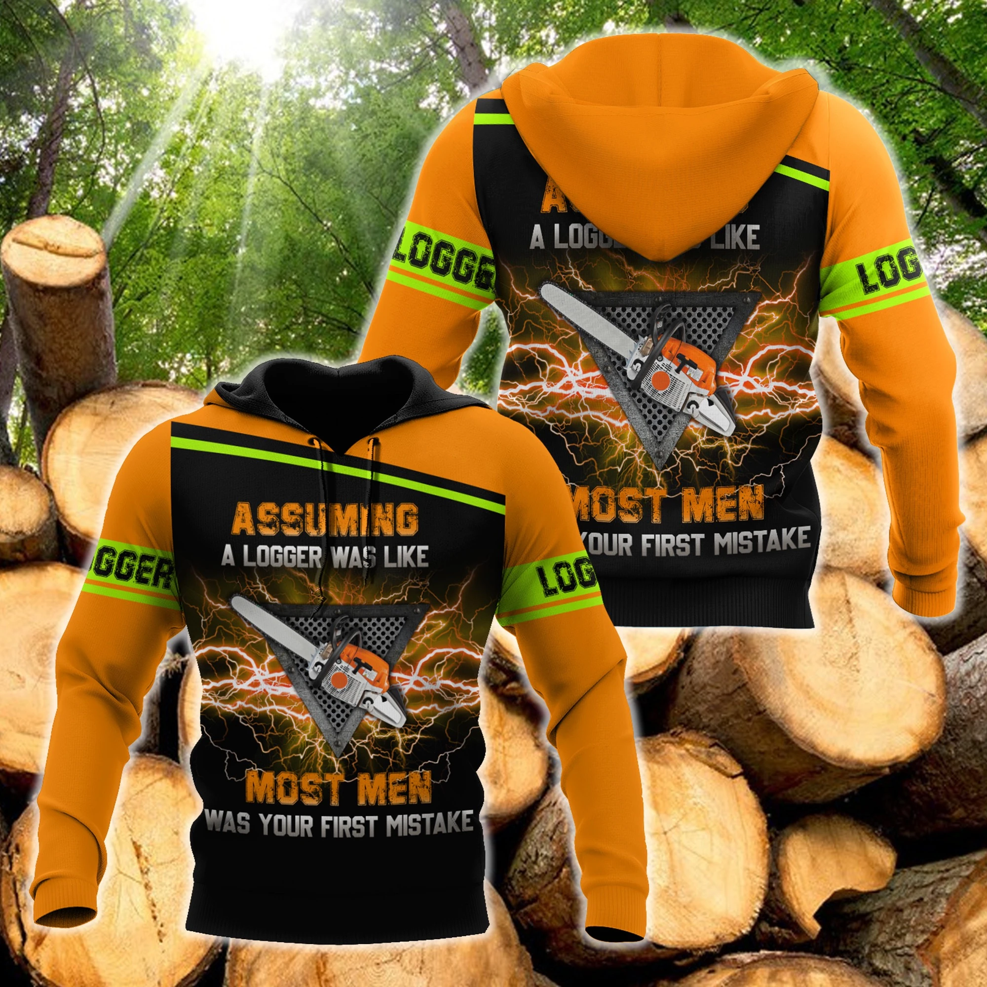 Awesome Hoodie 3D All Over Print Logger Chainsaw - Hoodie, T-Shirt, Zip Hoodies, Sweatshirt ND876
