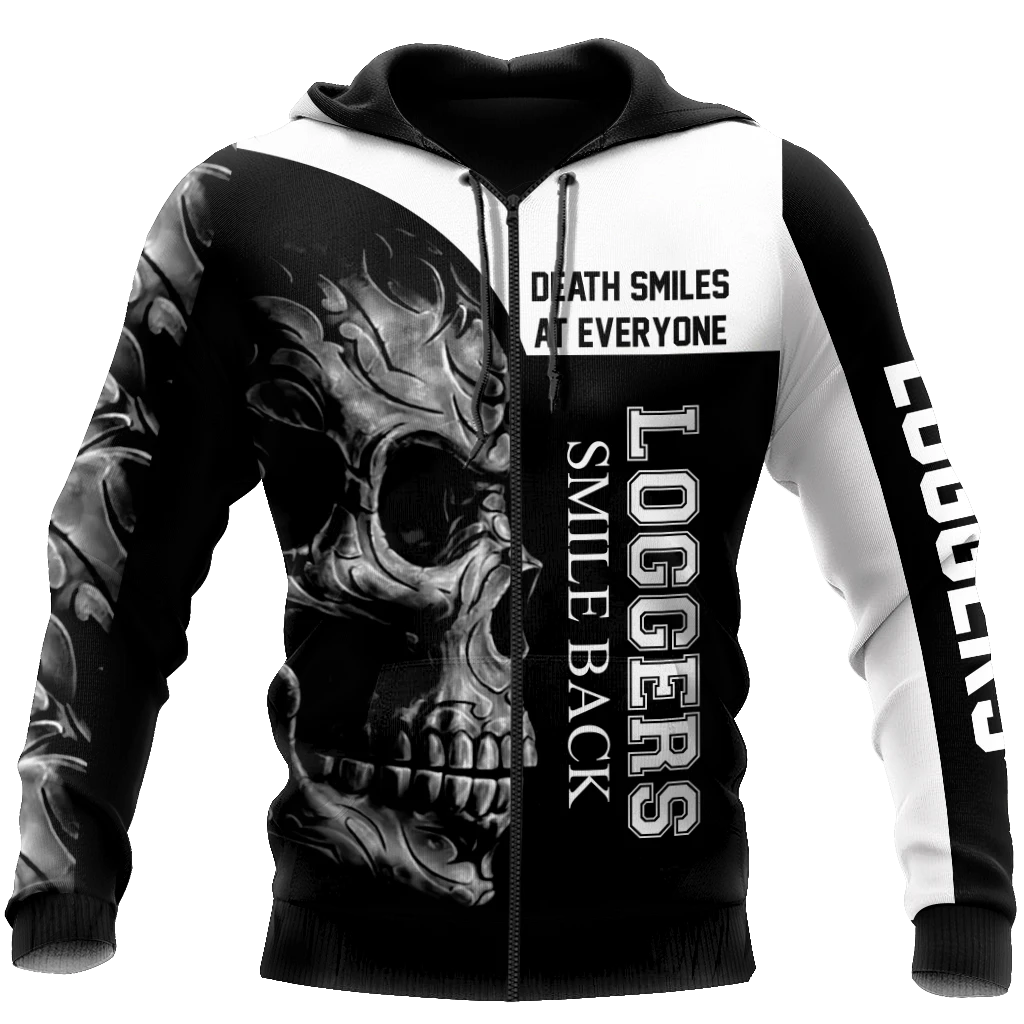 Awesome Hoodie 3D All Over Print Logger Dead Skull Chainsaw - Hoodie, T-Shirt, Zip Hoodies, Sweatshirt ND890