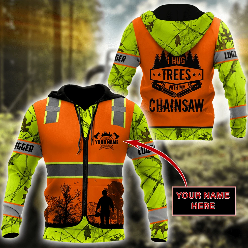 Awesome Hoodie 3D All Over Print Chainsaw Logger Custom Name - Hoodie, T-Shirt, Zip Hoodies, Sweatshirt ND891