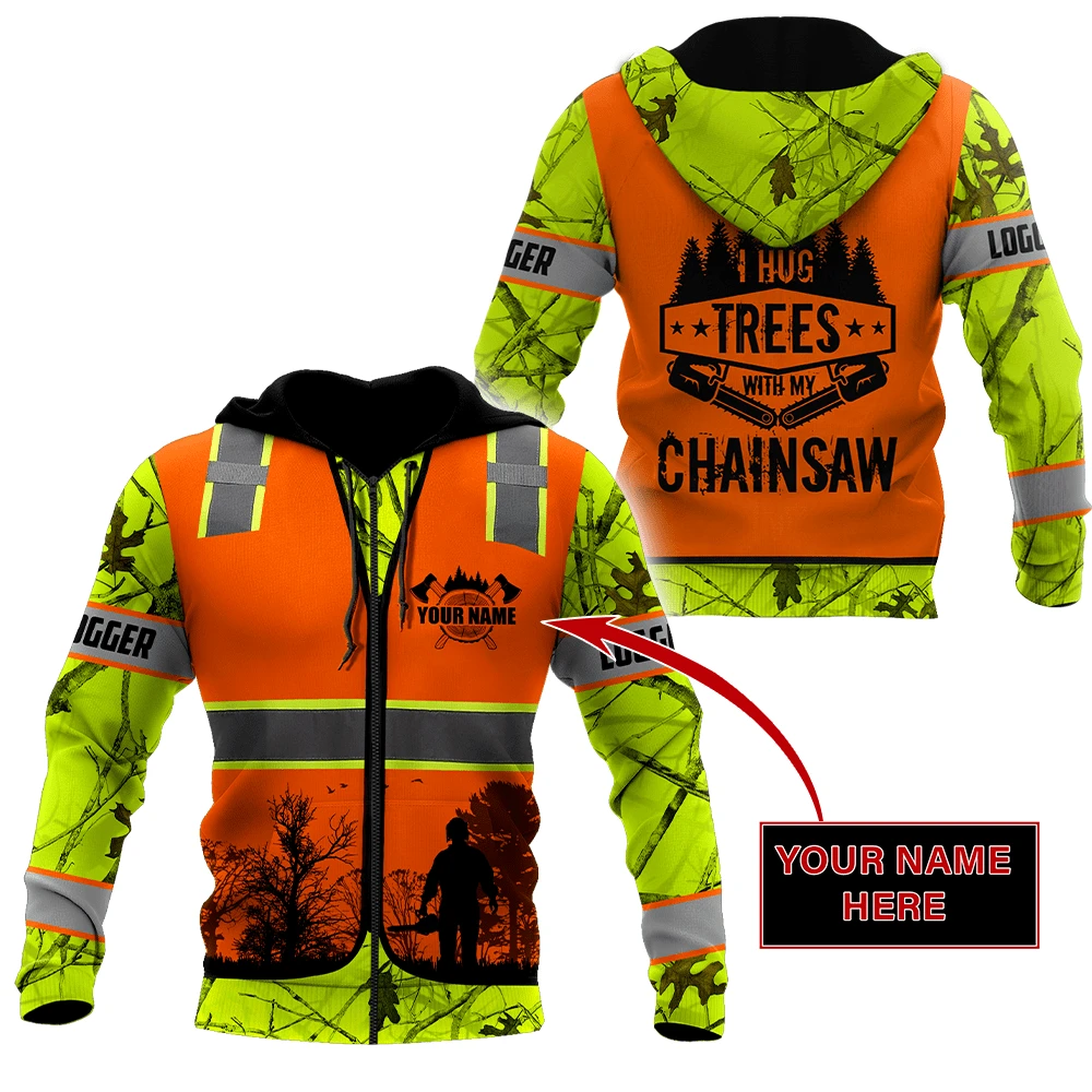 Awesome Hoodie 3D All Over Print Chainsaw Logger Custom Name - Hoodie, T-Shirt, Zip Hoodies, Sweatshirt ND891