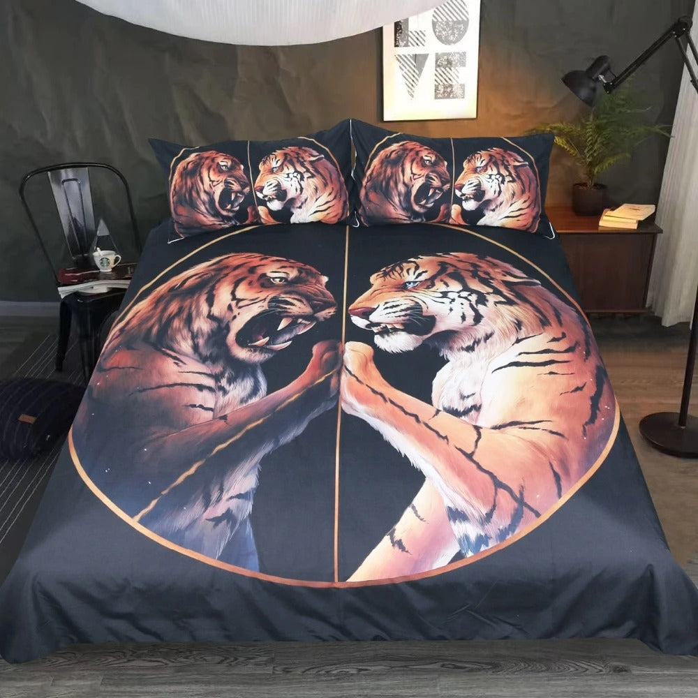 Awesome Hoodies - Two Tigers  - Bedding Set QK3138