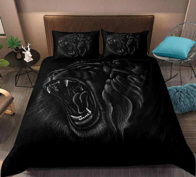 Awesome Hoodies - Black Lion Pattern - Bedding Set QK3142