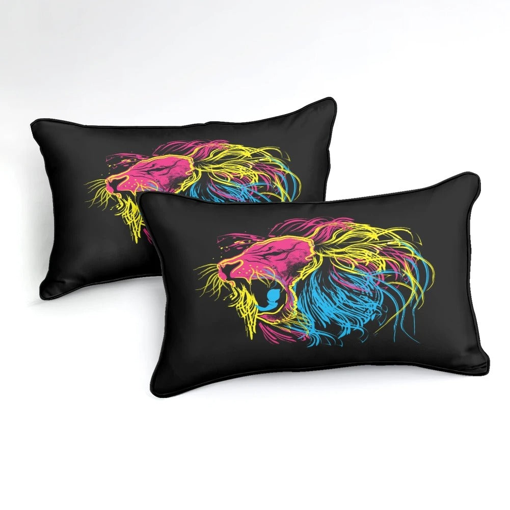 Awesome Hoodies - Color Line Lion Pattern - Bedding Set QK3140