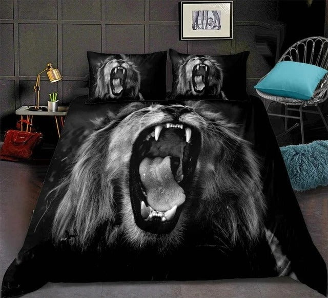 Awesome Hoodies - Black Lion  - Bedding Set QK3137