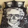 Awesome Hoodies - Black &amp; White 3D Floral Skull Bedding Set - Cross Quilt Bedding QK31001