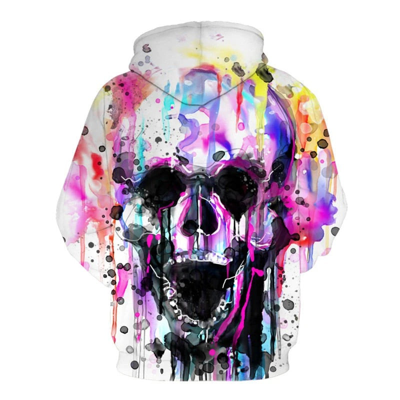 Awesome hoodie 3D All Over Print Skull Splattered Paint Hoodie  for Men and Women TH044