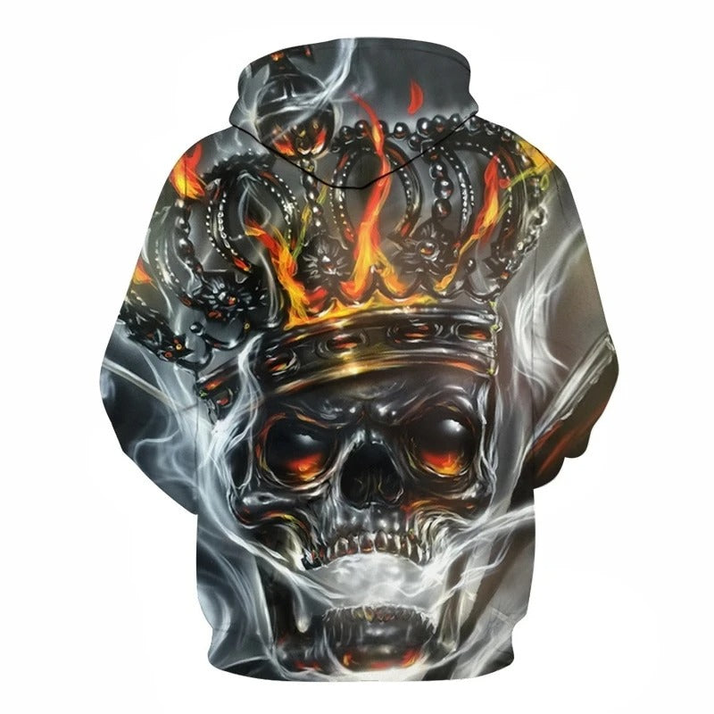 Awesome hoodie 3D All Over Print Skull King Fire Hoodie for Men and Women TH040