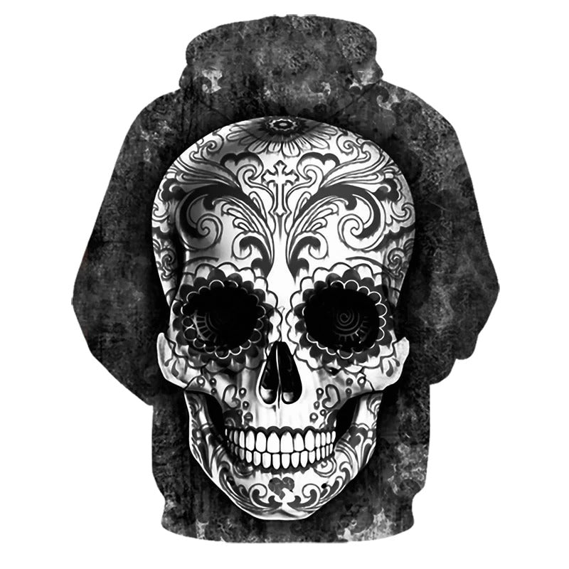 Awesome hoodie 3D All Over Print Sugar Gray Skull Hoodie for Men and Women TH047
