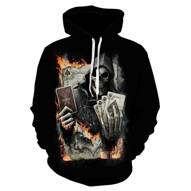 Awesome hoodie 3D All Over Print Skull Play Card Hoodie for Men and Women TH043