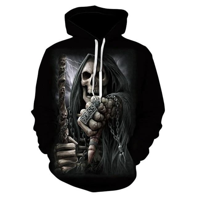Awesome hoodie 3D All Over Print Skull Thumbs Down Hoodie for Men and Women TH045