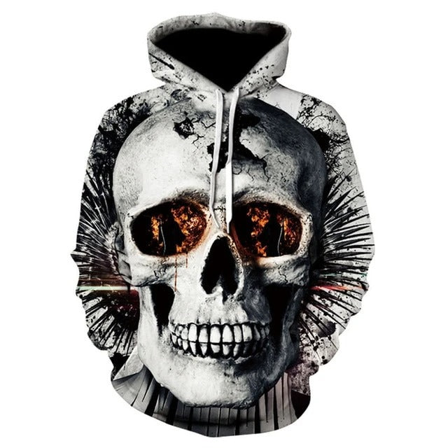 Awesome hoodie 3D All Over Print White Skull Crack Hoodie for Men and Women TH048