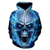 Awesome hoodied 3D All Over Print Blue Flame Skull Hoodie for Men and Women TH034