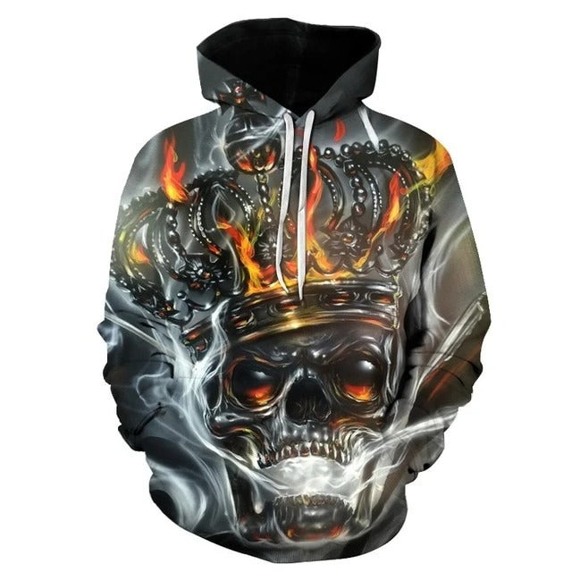 Awesome hoodie 3D All Over Print Skull King Fire Hoodie for Men and Women TH040