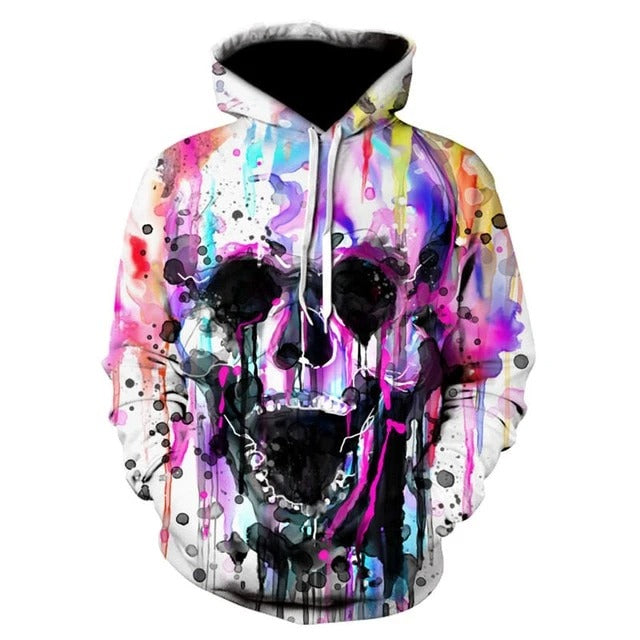 Awesome hoodie 3D All Over Print Skull Splattered Paint Hoodie  for Men and Women TH044
