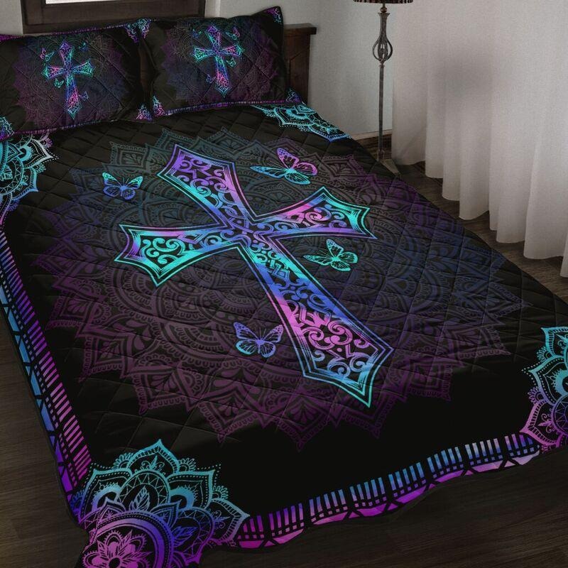 Awesome Hoodies - Jesus Cross Quilt Bedding - Cross Quilt Bedding QK31017