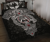 Awesome Hoodied Fenrir Skoll And Hati Valknut Raven, Viking Quilt Bedding Set Black DC057