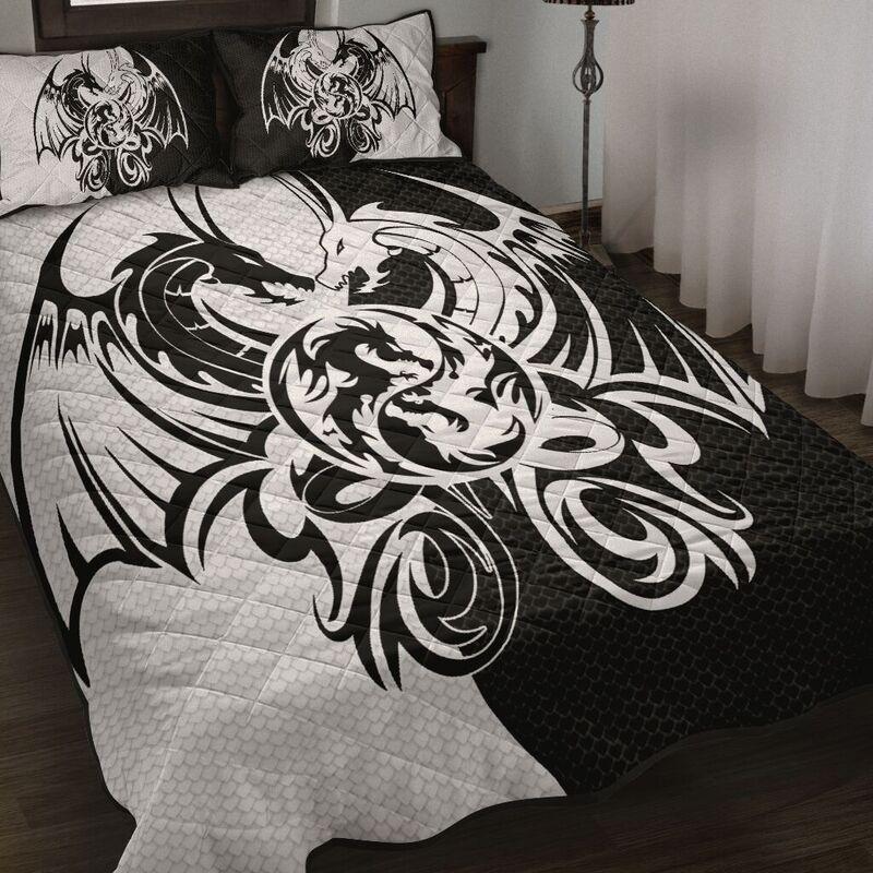 Awesome Hoodied Treble Clef And Hummingbirds Quilt Bed Set Dragon Viking HDQ012