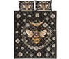 Awesome Hoodied Treble Clef And Hummingbirds Quilt Bed Set Bee HDQ026