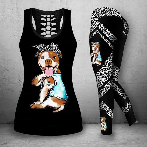 Awesome Hoodie Pitbull Tatoo Combo Tank + Legging For Women 3D All Over Printer THL015