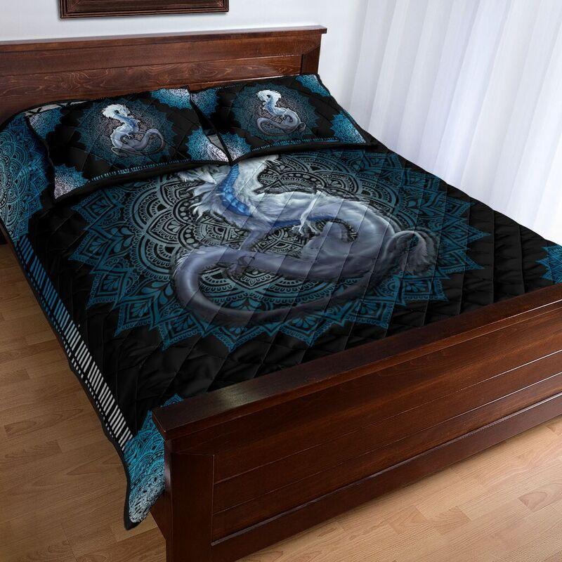 Awesome Hoodied Treble Clef And Hummingbirds Quilt Bed Set Dragon Black HDQ011