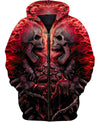 Awesome Hoodied Skull Red  3D All Over Printed Clothes For Women and Men DTK0013
