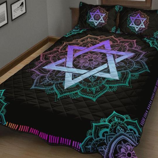 Awesome Hoodied Treble Clef And Hummingbirds Quilt Bed Set Star HDQ024