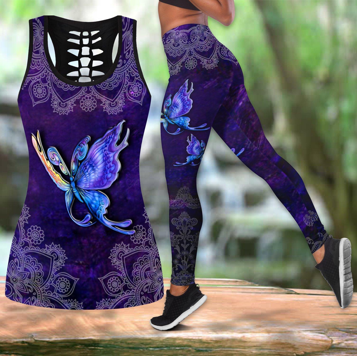 Awesome Hoodied 3D All Over Printer Legging Butterfly Violet HDL07