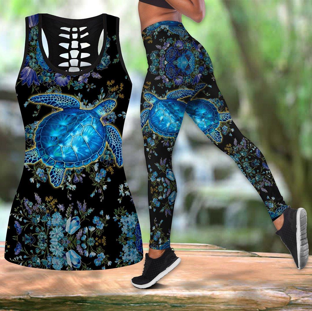 Awesome Hoodied 3D All Over Printer Legging Turtle Blue HDL09