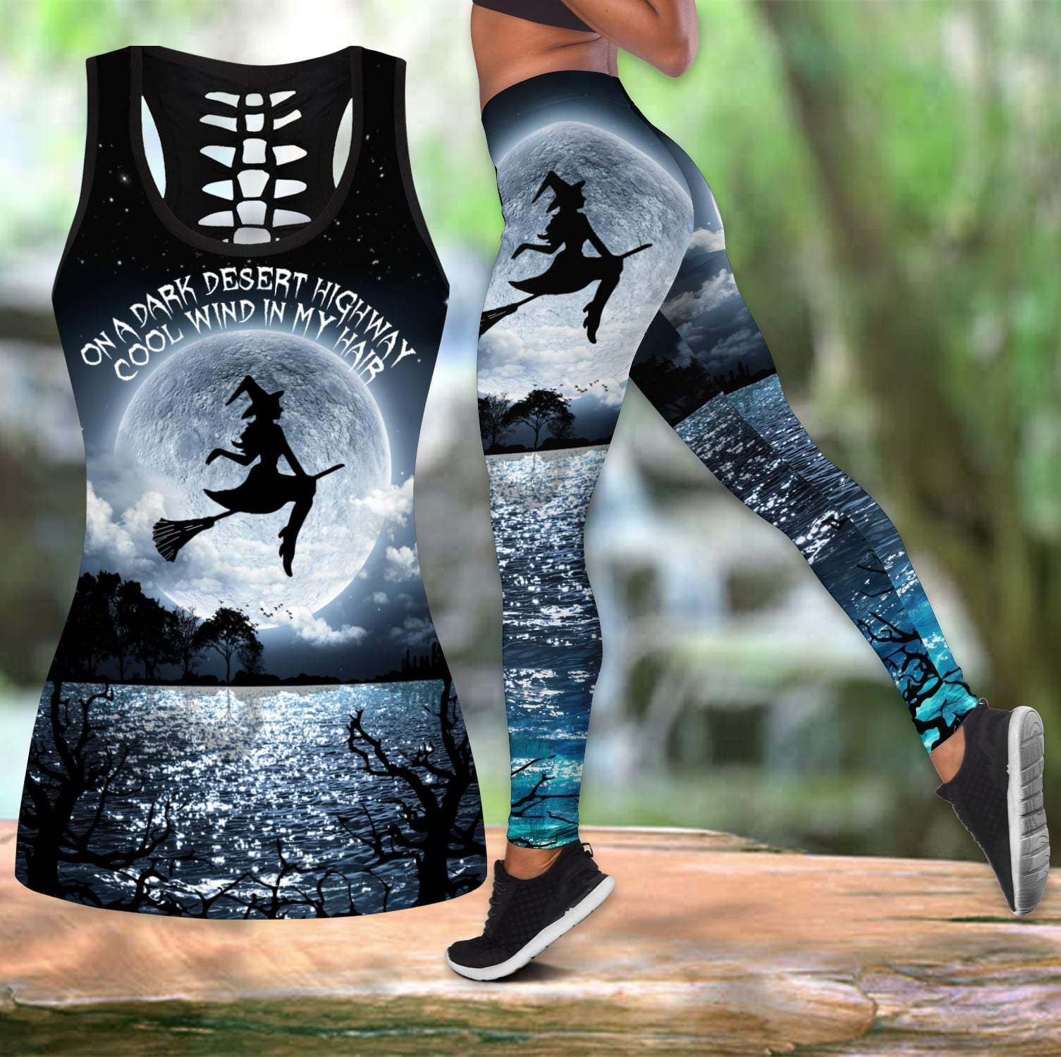 Awesome Hoodie On A Dark Desert Highway Halloween Combo Tank + Legging For Women 3D All Over Printer THL014
