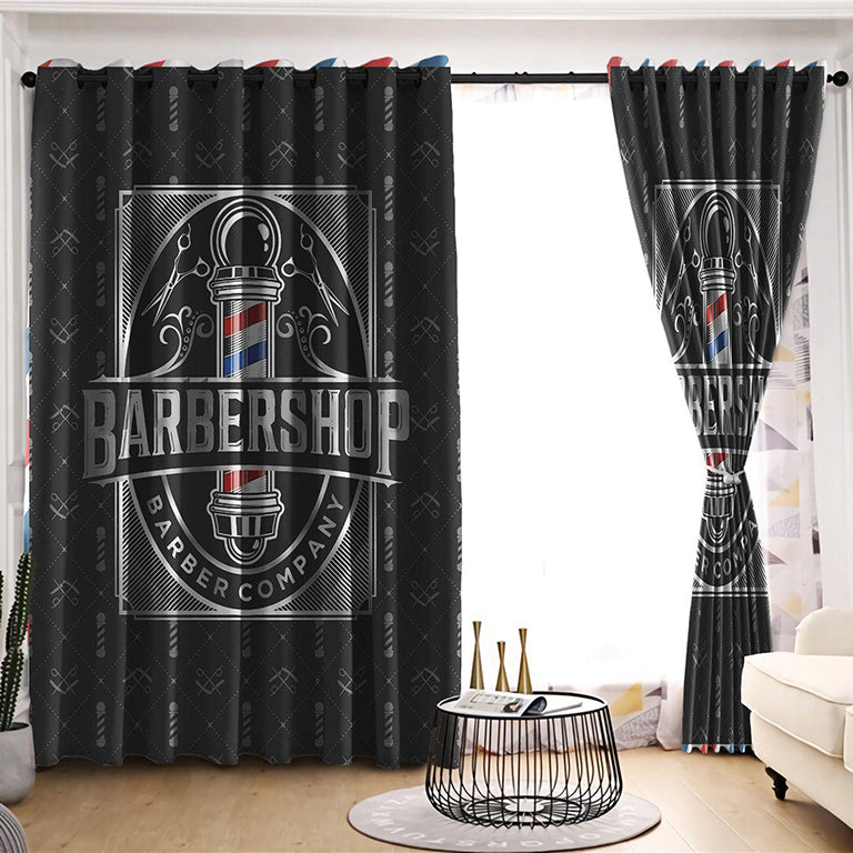 Awesome hoodie - Barber Shop Blackout Thermal Printed 3D Grommet Window Curtains THC016