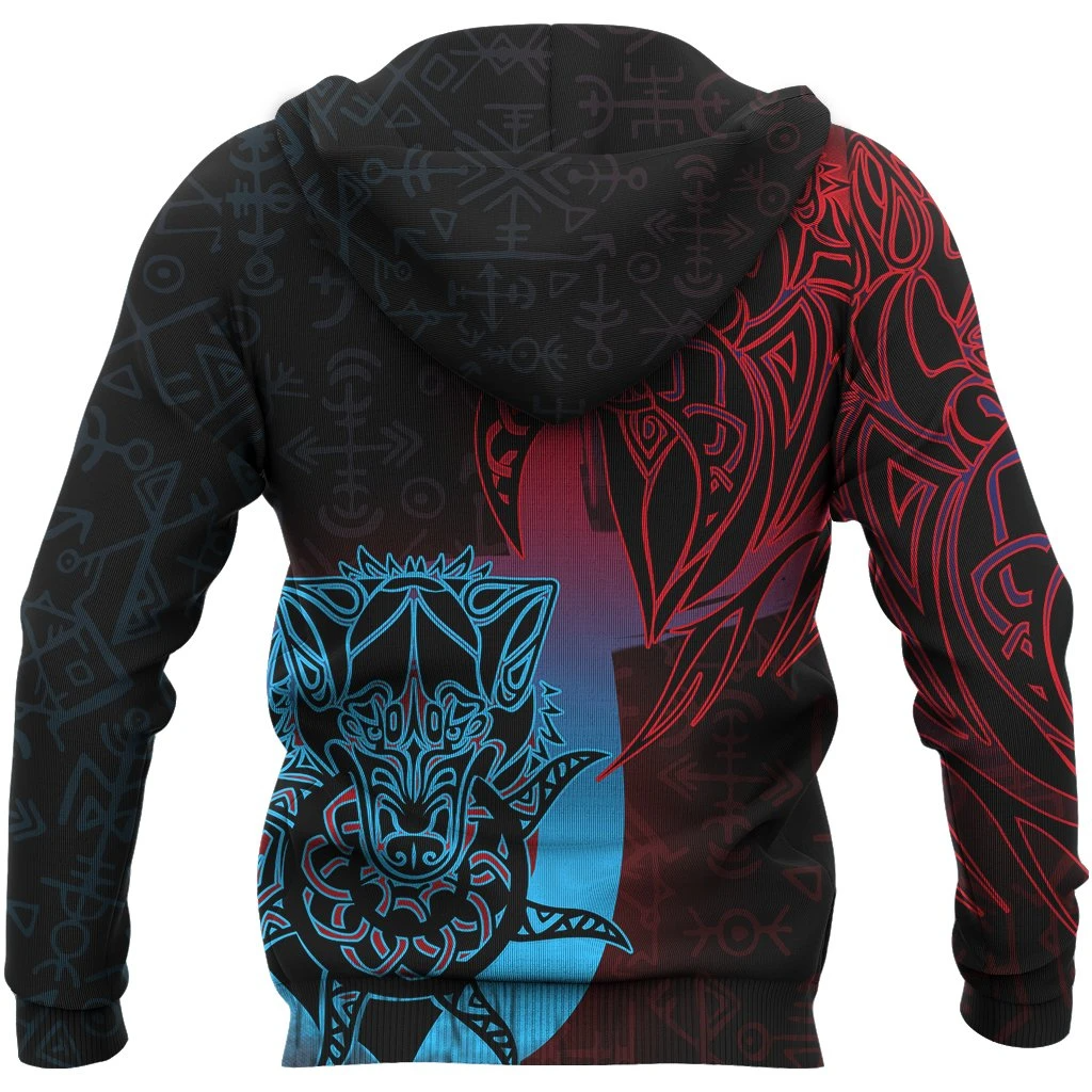 Awesome hoodie 3d all print Viking Pullover Hoodie, Fenrir Runes Tattoo Hoodie for Men and Women NQ0045